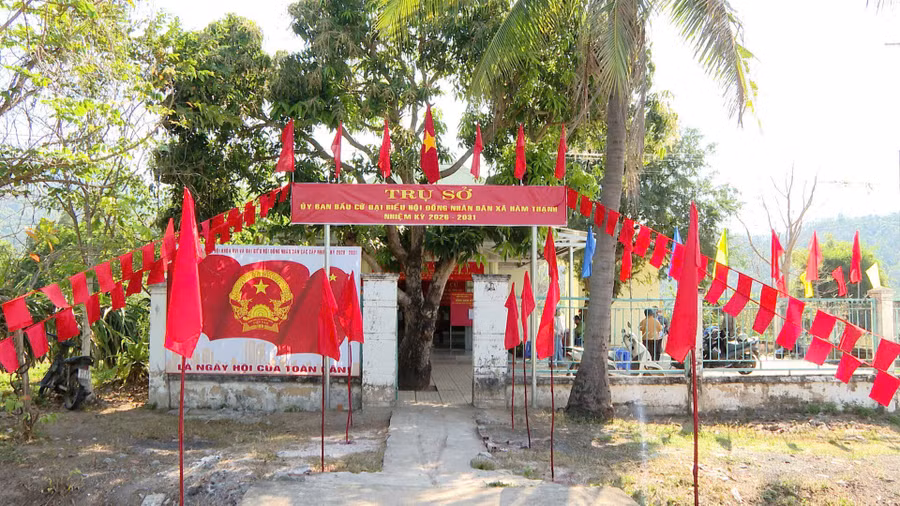 Điểm bỏ phiếu tại xã Hàm Thạnh.