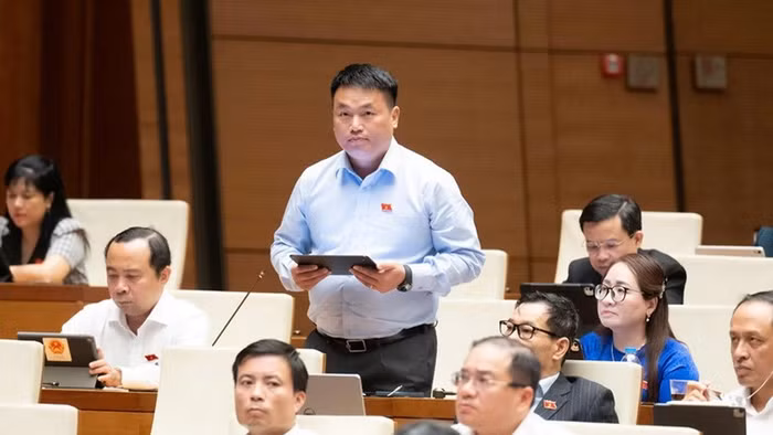 ĐBQH Đặng Ngọc Huy - Quảng Ngãi phát biểu thảo luận sáng 21/4.