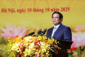 Thủ tướng Phạm Minh Chính phát biểu chỉ đạo Đại hội Thi đua yêu nước thành phố Hà Nội. Ảnh: Dương Giang/TTXVN
