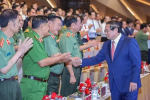 Thủ tướng và các lãnh đạo Bộ Công an dự Đại hội Thi đua “Vì an ninh Tổ quốc” lần thứ 9 vào ngày 6/8 vừa qua. Ảnh: VGP/Nhật Bắc