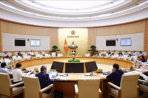 Phiên họp Chính phủ chuyên đề về xây dựng pháp luật tháng 4 (phiên thứ 2). (Ảnh: Dương Giang/TTXVN)