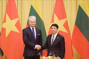 Chủ tịch nước Lương Cường với Tổng thống Litva Gitanas Nauseda. 