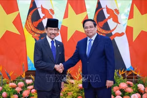 Thủ tướng Phạm Minh Chính hội kiến Quốc vương Brunei Darussalam Haji Hassanal Bolkiah. Ảnh: Dương Giang/TTXVN