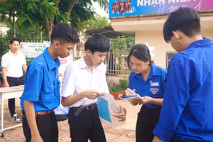 Kỳ thi tuyển sinh lớp 10 tại Trường THPT Lộc Ninh (tỉnh Bình Phước). Ảnh: NTCC. 