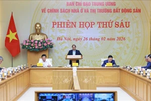 Thủ tướng Phạm Minh Chính chủ trì phiên họp thứ 6 của BCĐ Trung ương về chính sách nhà ở và thị trường bất động sản. Ảnh: Dương Giang/TTXVN