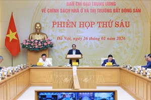 Thủ tướng Phạm Minh Chính chủ trì phiên họp thứ 6 của BCĐ Trung ương về chính sách nhà ở và thị trường bất động sản. Ảnh: Dương Giang/TTXVN