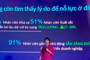 Bà Trần Liên Phương, Giám đốc nghiên cứu Amco Việt Nam chia sẻ bài luận với chủ đề Bền vững trong biến chuyển. Ảnh: Nga Võ.