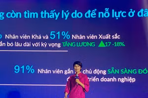 Bà Trần Liên Phương, Giám đốc nghiên cứu Amco Việt Nam chia sẻ bài luận với chủ đề Bền vững trong biến chuyển. Ảnh: Nga Võ.