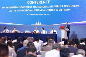 Thủ tướng Phạm Minh Chính, Trưởng Ban Chỉ đạo quốc gia về Trung tâm tài chính quốc tế tại Việt Nam phát biểu chỉ đạo. Ảnh: Dương Giang/TTXVN