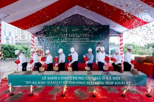 Lễ khởi công dự án chung cư nhà ở xã hội - Khu dân cư và Thương mại hỗn hợp Khải Vy. Ảnh HTN.