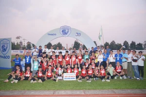 Trường Đại học Bách khoa TPHCM đánh bại Trường Đại học An Giang với tỷ số 1-0 và giành chức vô địch. Ảnh: BTC. 