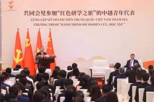 Tổng Bí thư, Chủ tịch nước Tô Lâm phát biểu tại cuộc gặp gỡ thanh niên Trung Quốc - Việt Nam tham gia chương trình “Hành trình đỏ nghiên cứu, học tập”, ngày 15/4/2026.