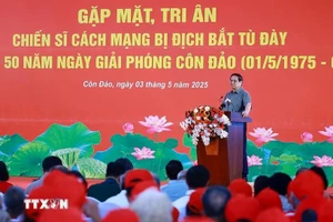 Thủ tướng Phạm Minh Chính phát biểu, tri ân chiến sỹ cách mạng bị địch bắt, tù đày. (Ảnh: Dương Giang/TTXVN).