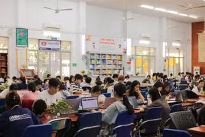Sinh viên Trường Đại học Khoa học Xã hội và Nhân văn (Đại học Quốc gia TPHCM) học tập tại thư viện. Ảnh: HCMUSSH.