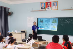 Lớp học tiếng Việt tại Trường Hữu nghị Việt Nam - Lào. Ảnh: HCMUE.