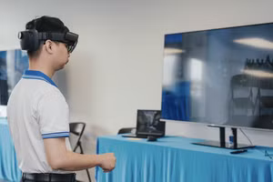 Phòng trải nghiệm công nghệ tương tác tại diễn đàn EDTECH Vietnam 2026. 