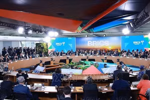 Phiên thảo luận cấp cao về chủ đề: "Môi trường, COP 30 và Y tế toàn cầu" tại Hội nghị BRICS mở rộng 2025. (Ảnh: Dương Giang/TTXVN)