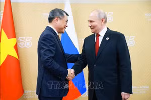 Thủ tướng Lê Minh Hưng hội kiến Tổng thống Nga Vladimir Putin. Ảnh: Dương Giang/TTXVN.