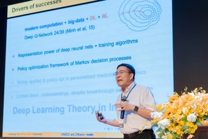 GS Jianqing Fan trình bày tham luận tại hội thảo. Ảnh: UEH. 