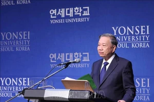 Tổng Bí thư Tô Lâm phát biểu chính sách tại Trường Đại học Yonsei. Ảnh: Thống Nhất/TTXVN