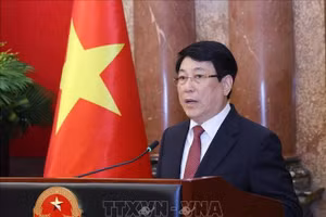 Chủ tịch nước Lương Cường phát biểu.( Ảnh: Lâm Khánh/TTXVN)