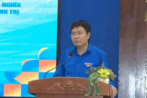 Anh Nguyễn Đăng Khoa - Phó Bí thư Thành Đoàn, Chủ nhiệm Ủy ban Kiểm tra Thành Đoàn phát biểu. Ảnh: Tâm Như.