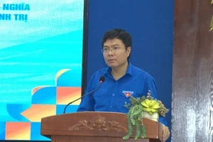 Anh Nguyễn Đăng Khoa - Phó Bí thư Thành Đoàn, Chủ nhiệm Ủy ban Kiểm tra Thành Đoàn phát biểu. Ảnh: Tâm Như.