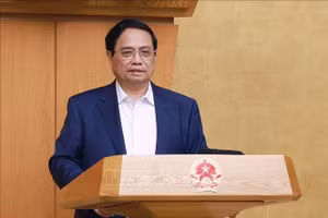 Thủ tướng Phạm Minh Chính chủ trì Phiên họp Chính phủ chuyên đề về xây dựng pháp luật tháng 7 năm 2025. (Ảnh: Dương Giang/ TTXVN)