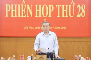 Tổng Bí thư Tô Lâm, Trưởng Ban Chỉ đạo Trung ương về phòng, chống tham nhũng, lãng phí, tiêu cực phát biểu tại Phiên họp thứ 28 của Ban Chỉ đạo. (Ảnh: Thống Nhất/TTXVN)