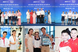 Các em học sinh, phụ huynh và thầy cô giáo từ khắp mọi miền Tổ quốc tham dự Lễ vinh danh IOE trong không khí vui tươi, phấn khởi.