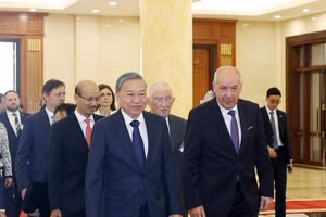 Tổng Bí thư Tô Lâm tiếp Tổng thống Hungary Sulyok Tamas. (Ảnh: Thống Nhất/TTXVN)