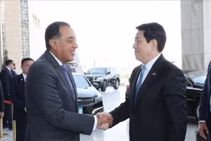 Chủ tịch nước Lương Cường hội kiến Thủ tướng Ai Cập Mostafa Madbouly. (Ảnh: Lâm Khánh/TTXVN)