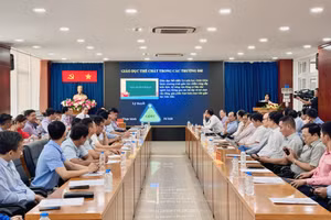 Hội thảo khoa học quốc gia “Hoạt động phong trào thể dục thể thao và chất lượng công tác giáo dục thể chất đối với các cơ sở giáo dục đại học”. Ảnh: Thùy Linh. 