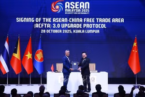 Lễ ký Hiệp định Thương mại Tự do ASEAN - Trung Quốc nâng cấp 3.0. Ảnh: Dương Giang/TTXVN