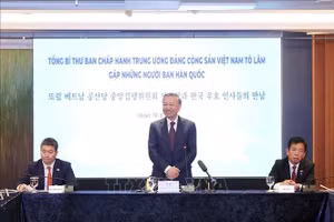 Tổng Bí thư Tô Lâm phát biểu tại buổi gặp những người bạn Hàn Quốc. (Ảnh: Thống Nhất/TTXVN)