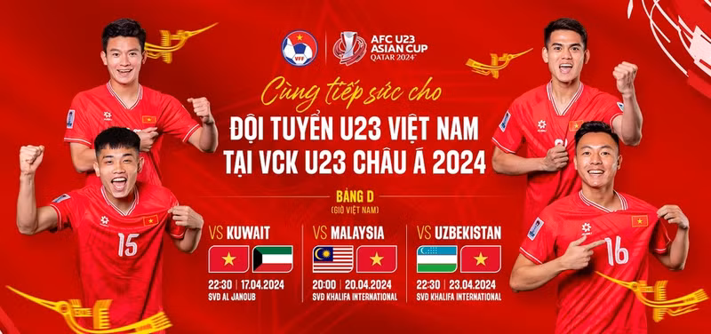 U23 Việt Nam nằm ở bảng D - lần lượt gặp U23 Kuwait vào ngày 17/4, U23 Malaysia vào ngày 20/4 và gặp U23 Uzbekistan vào ngày 23/4. Chùm ảnh: U23 Việt Nam hứng khởi trong ngày đầu tiên tại Qatar
