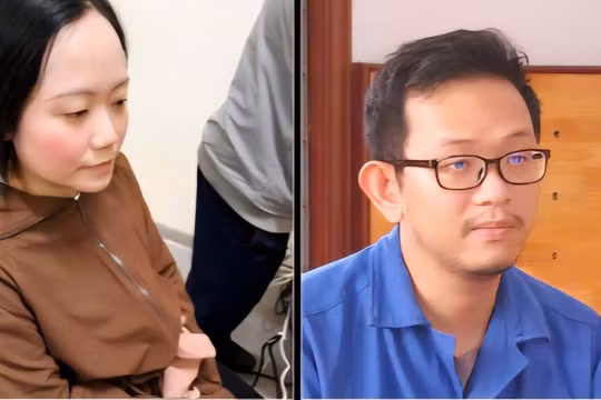 Vợ chồng Trương Minh Hoàng và Dương Kim Sang tại cơ quan Công an. (Ảnh: SĐ)