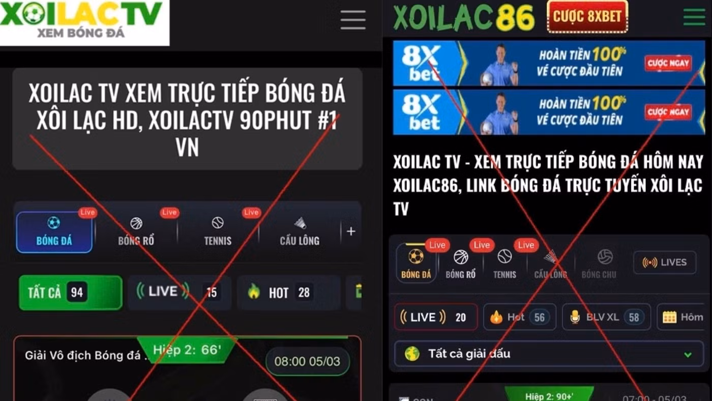 Hệ thống Xôi Lạc TV bị công an triệt phá hồi tháng 3/2026. (Ảnh: Công an cung cấp).