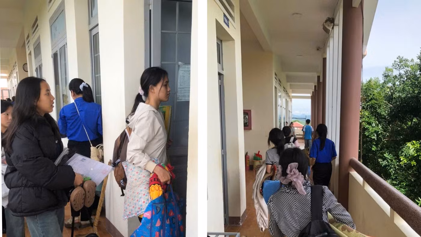 Học sinh các xã vùng sâu Yang Mao, Cư Pui tập trung tại điểm lưu trú.