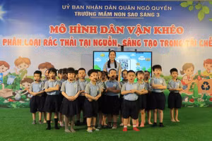 Giờ lên lớp của cô trò Trường Mầm non Sao Sáng 3.