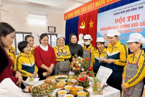 Trường Mầm non Đồng Thái, quận An Dương, TP Hải Phòng tổ chức Hội thi nhân viên nuôi dưỡng giỏi cấp trường.