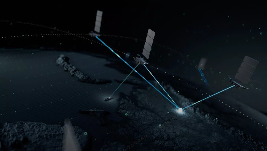 Hình ảnh mô phỏng hệ thống Internet vệ tinh mới của Nga theo phong cách Starlink.