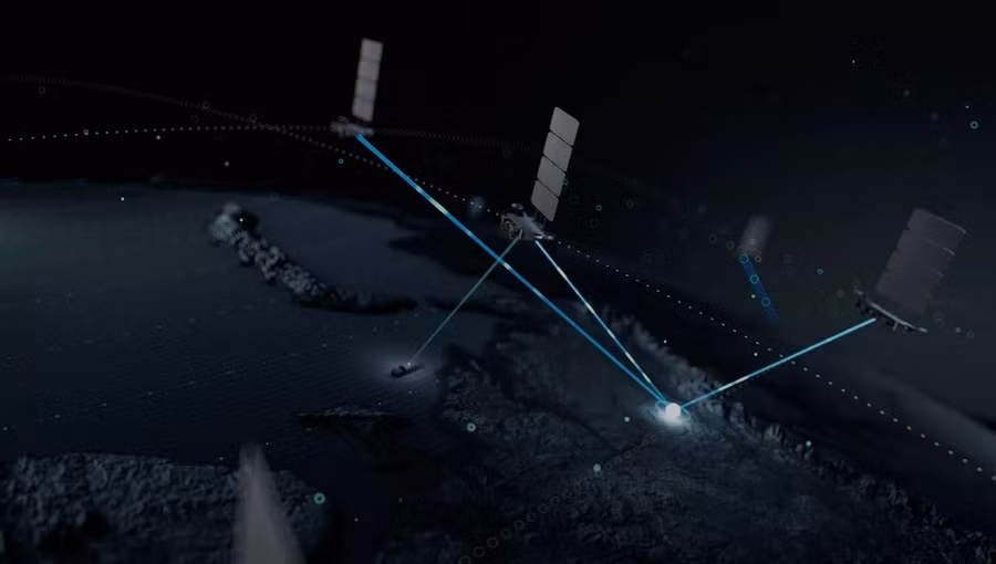 Hình ảnh mô phỏng hệ thống Internet vệ tinh mới của Nga theo phong cách Starlink.