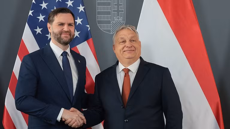 Phó Tổng thống Mỹ JD Vance gặp gỡ Thủ tướng Hungary Viktor Orbán tại Budapest, Hungary, ngày 7/4.