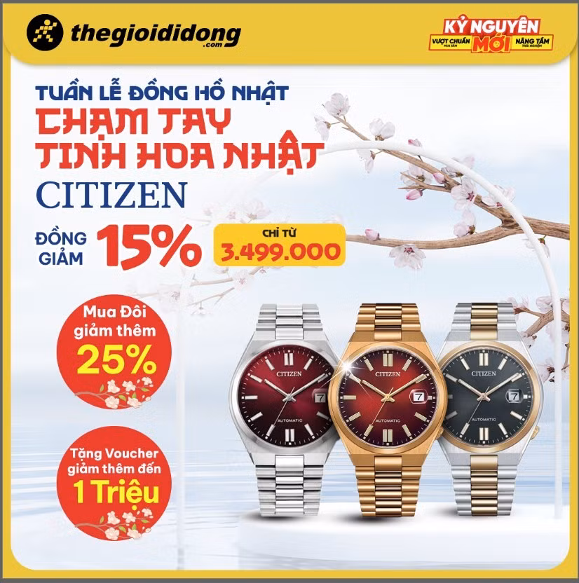 Sắm đồng hồ Nhật 'giá hời' tại Thế Giới Di Động: Tuần lễ Citizen có gì hot?