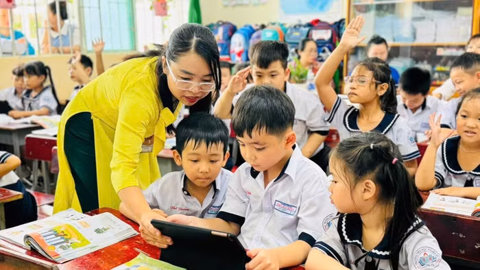 Tiết dạy của cô giáo Nguyễn Thị Thanh Thảo - Trường Tiểu học Thuận Kiều (Đông Hưng Thuận, TPHCM). Ảnh: MA