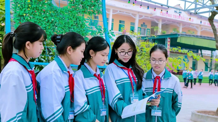 Học sinh Trường THCS Hải Xuân (Hải Xuân, Ninh Bình). Ảnh: Hải Sơn