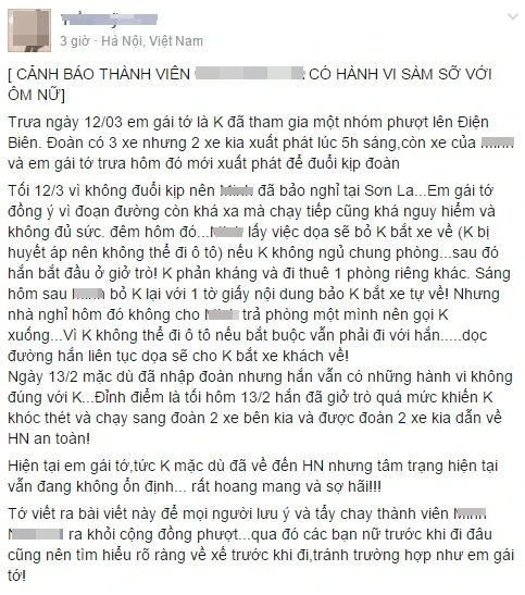 Nữ phượt thủ tố bị sàm sỡ đối chất với bạn đồng hành