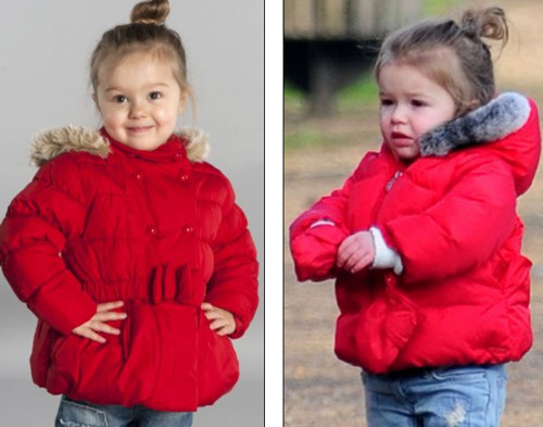 Bé Sienna Gibbs-Cook (trái) giống hệt cô con gái Harper Beckham (phải) - Con gái út của David Beckham Bé 2 tuổi kiếm bộn tiền nhờ giống con gái David Beckham