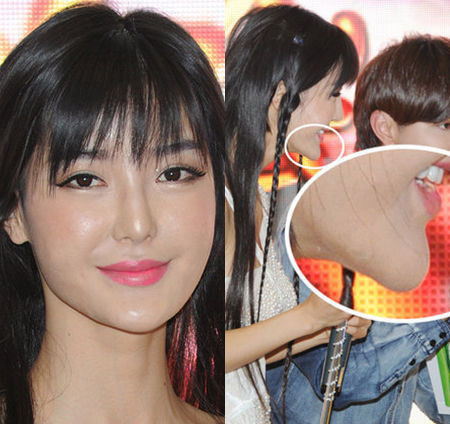 Lý Dĩnh Chi từng khổ sở với chiếc cằm lệch dù đã trang điểm khá cẩn thận.